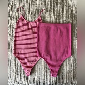 2 pink bodysuits, XS